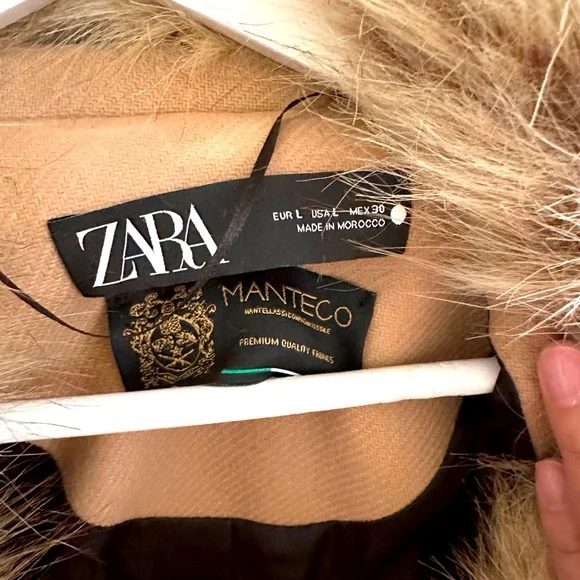 NEW w/o Tags Zara Long Wool Blend Coat Sz L - Picture 6 of 8